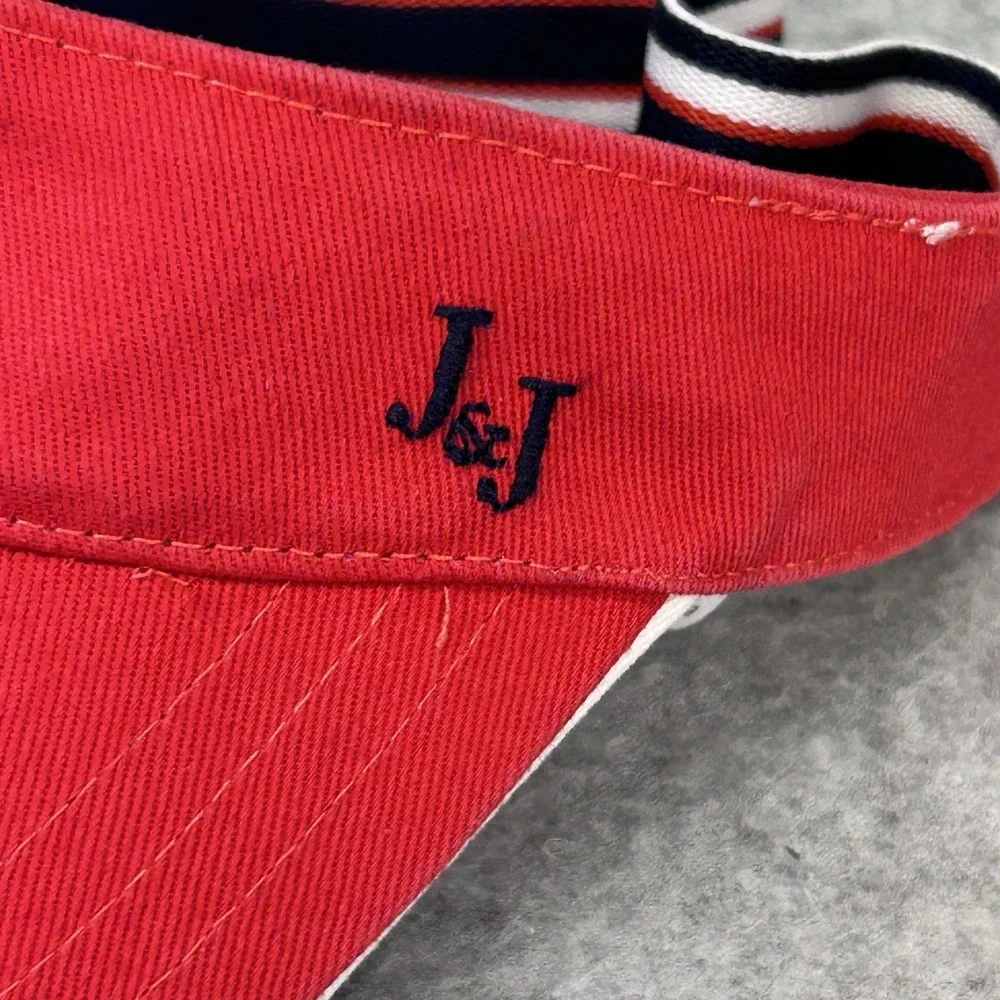 Janie and Jack Red‎ Visor Toddler 2T 3 Hook Loop Elastic Preppy Sun Hat